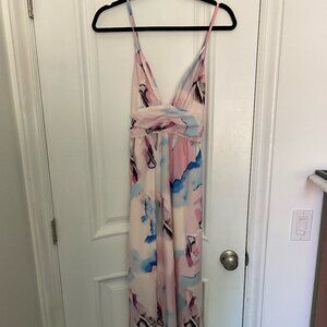 Long Pink Summer Maxi Dress - Size L